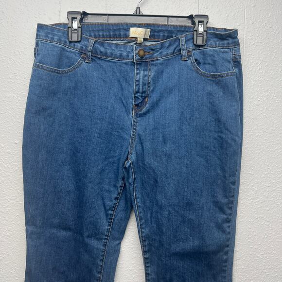 ModCloth Dark Wash Ankle Length High Rise Stretch Jeans Womens Sz XL Bow Accent - Picture 3 of 13